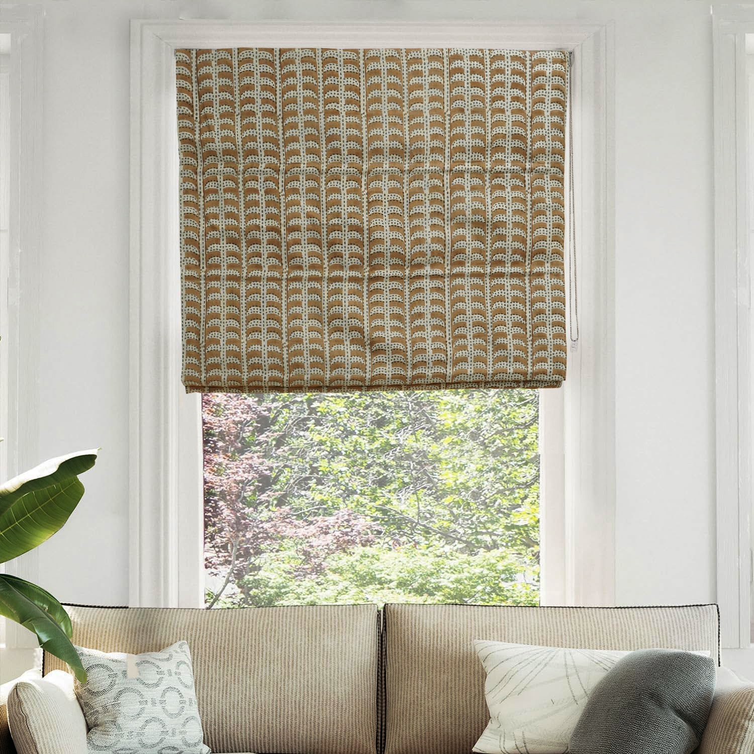 Pure Linen Boho Block Print Roman Blinds-Garud