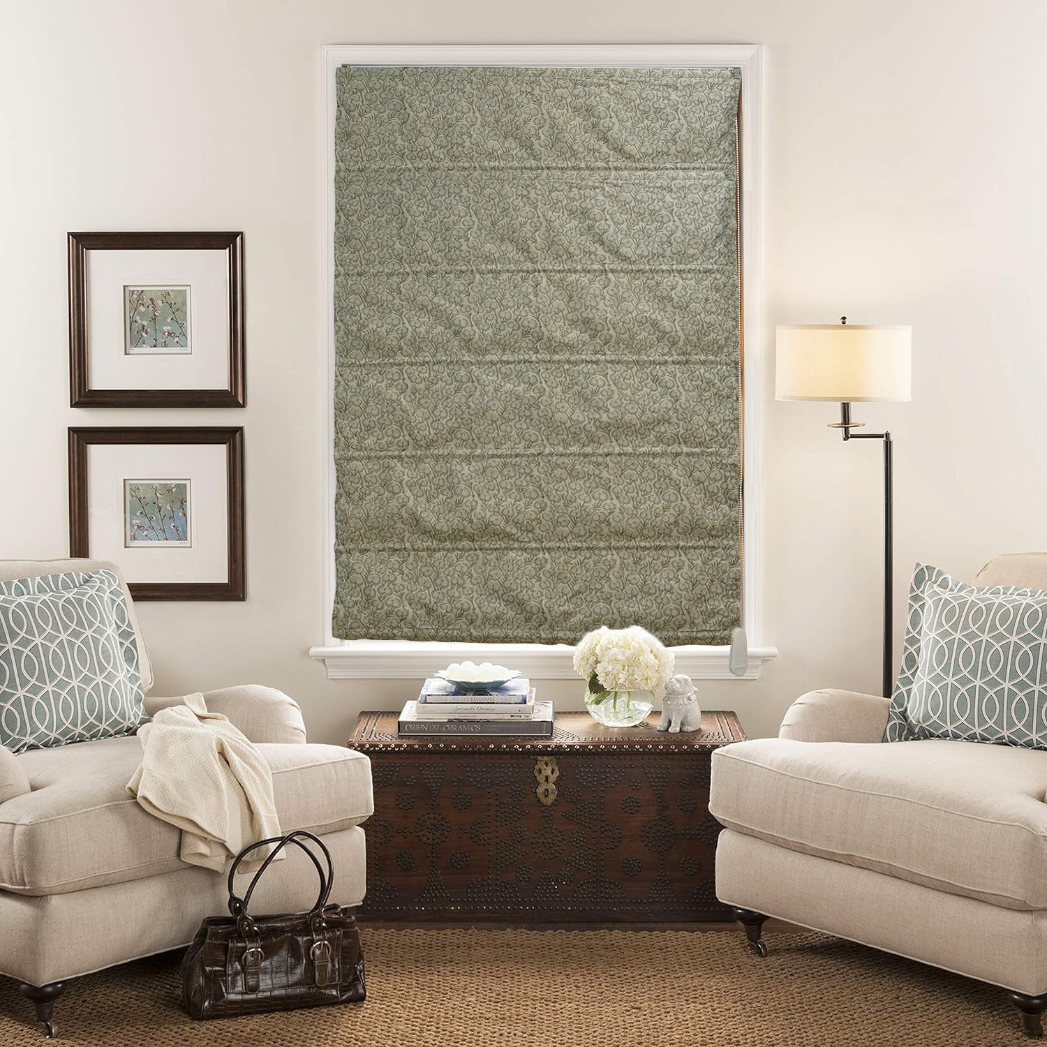 Pure Linen Block Print Blackout Window Blind-Heart Wine