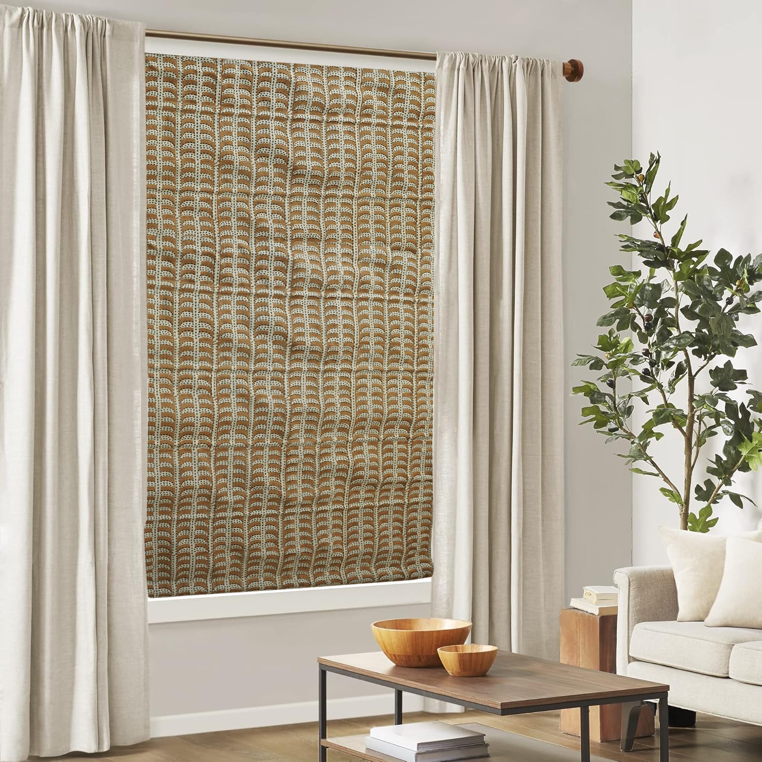 Pure Linen Boho Block Print Roman Blinds-Garud