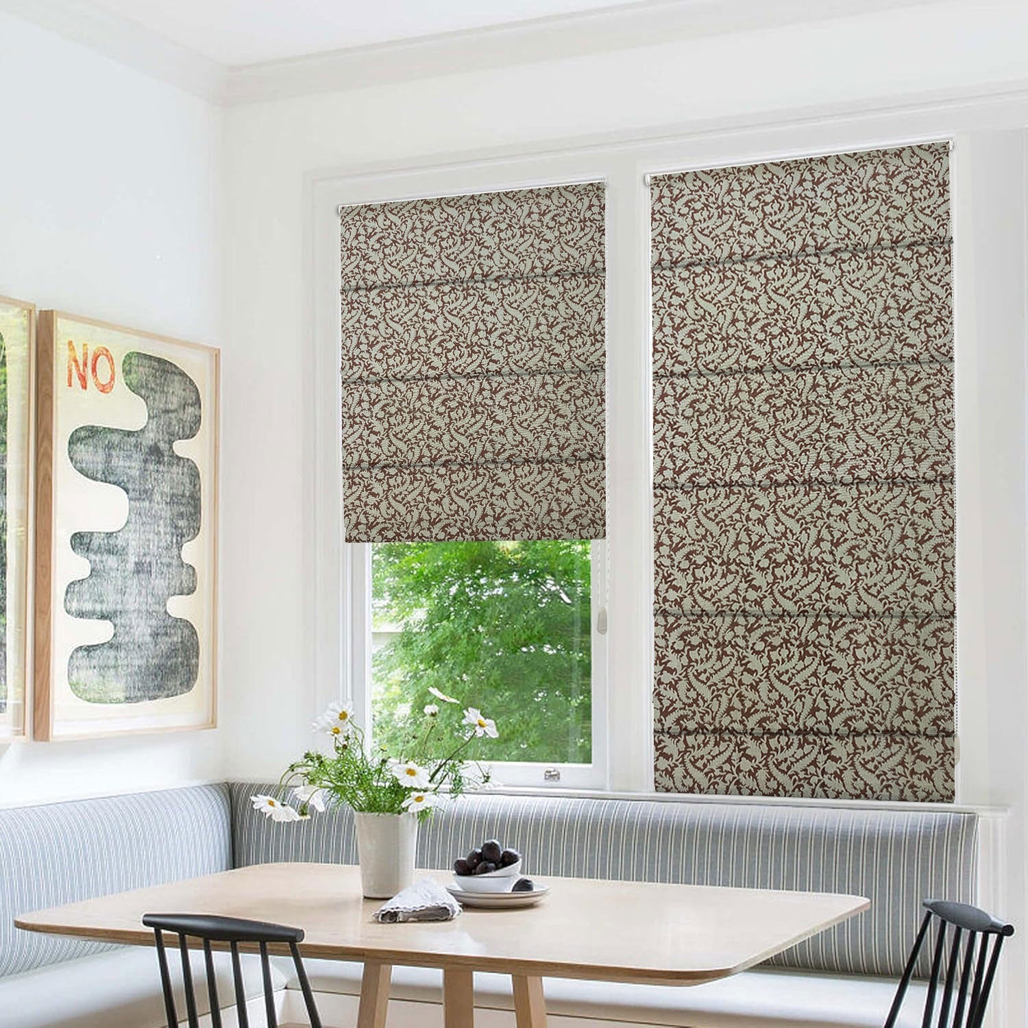 Thick Linen Floral Window Shade-Blackforest