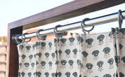 Thick cotton white Block Print Curtain -Kohinoor