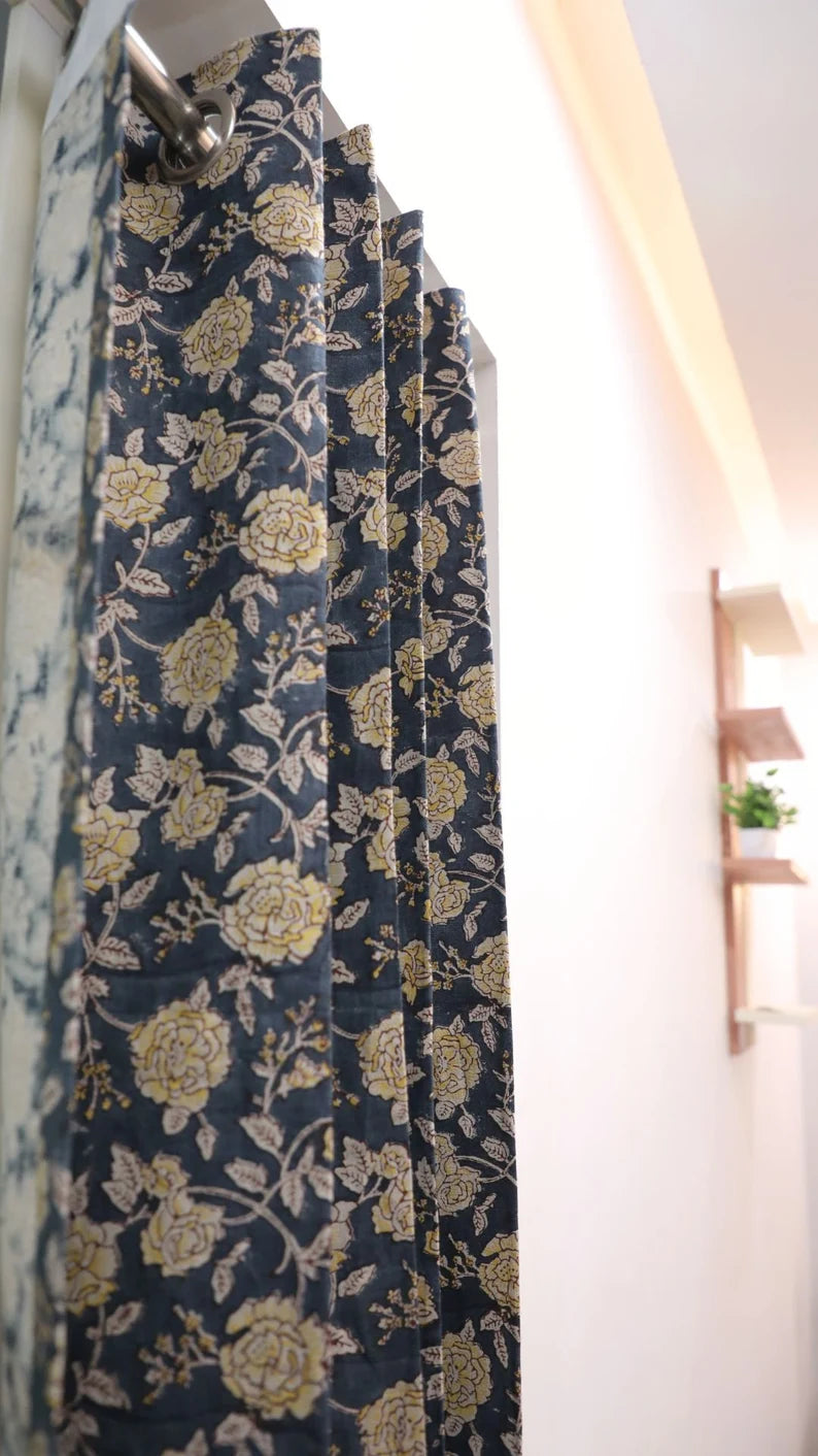 Pure Linen Premium Block Print Curtain-Rameshwaram