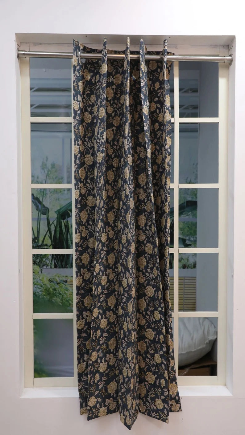 Pure Linen Premium Block Print Curtain-Rameshwaram