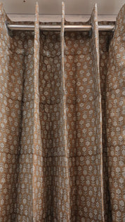 Pure Linen Exquisite Block Print Curtain-Tulsi Buti