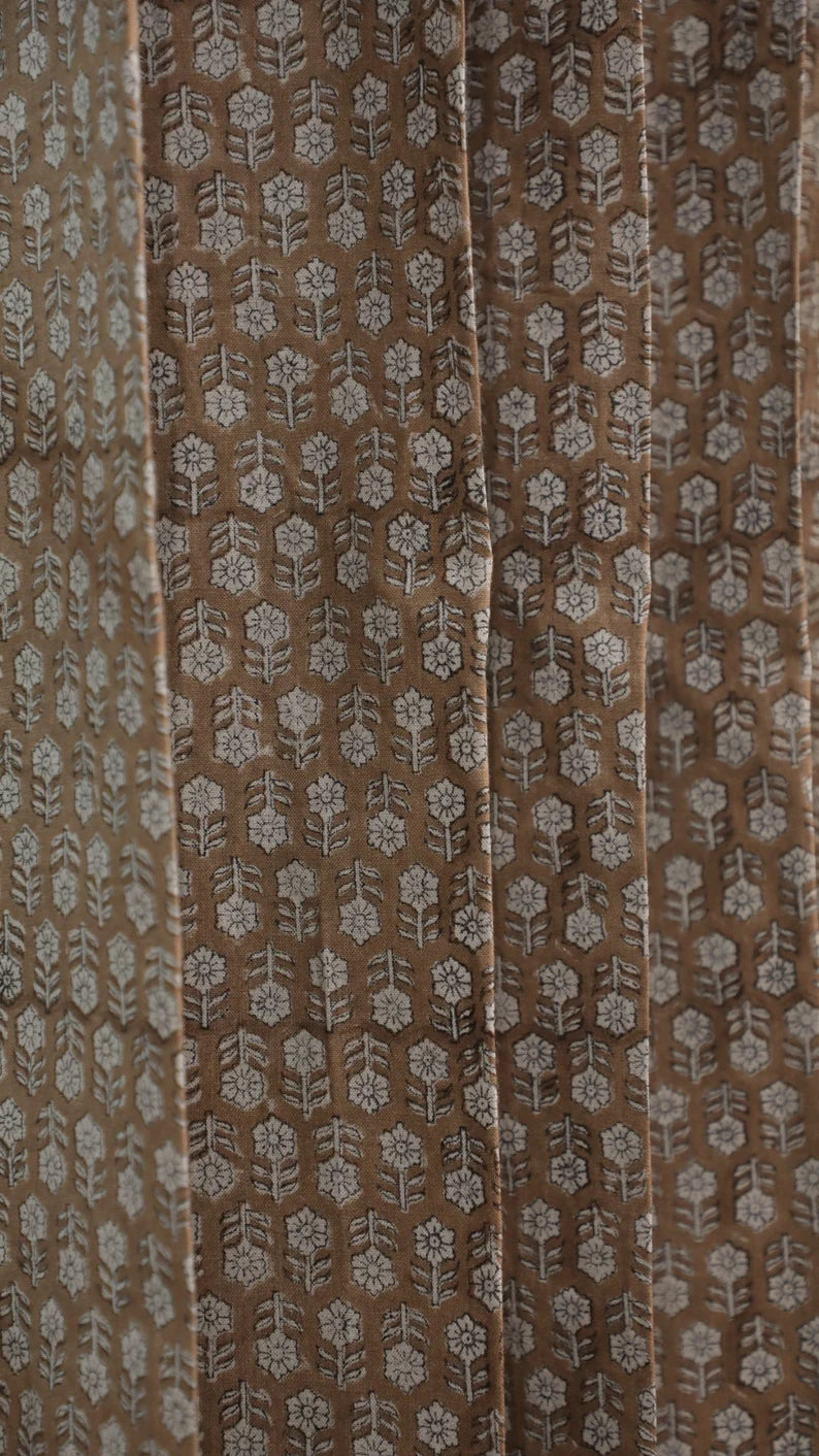 Pure Linen Exquisite Block Print Curtain-Tulsi Buti