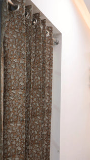 Pure Linen Bohemian Block Print Curtain-Pishta