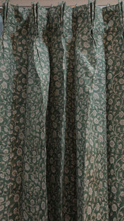 Pure Linen Block Print Window Curtains-Himachal