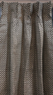 Pure Linen Boho Block Print Curtains-Kabutar Jaal