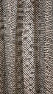 Pure Linen Boho Block Print Curtains-Kabutar Jaal