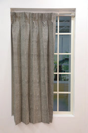 Pure Linen Boho Block Print Curtains-Kabutar Jaal