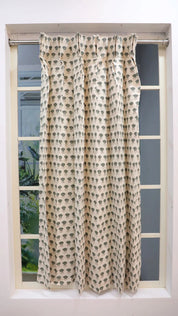 Thick cotton white Block Print Curtain -Kohinoor