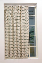 Thick cotton white Block Print Curtain -Kohinoor