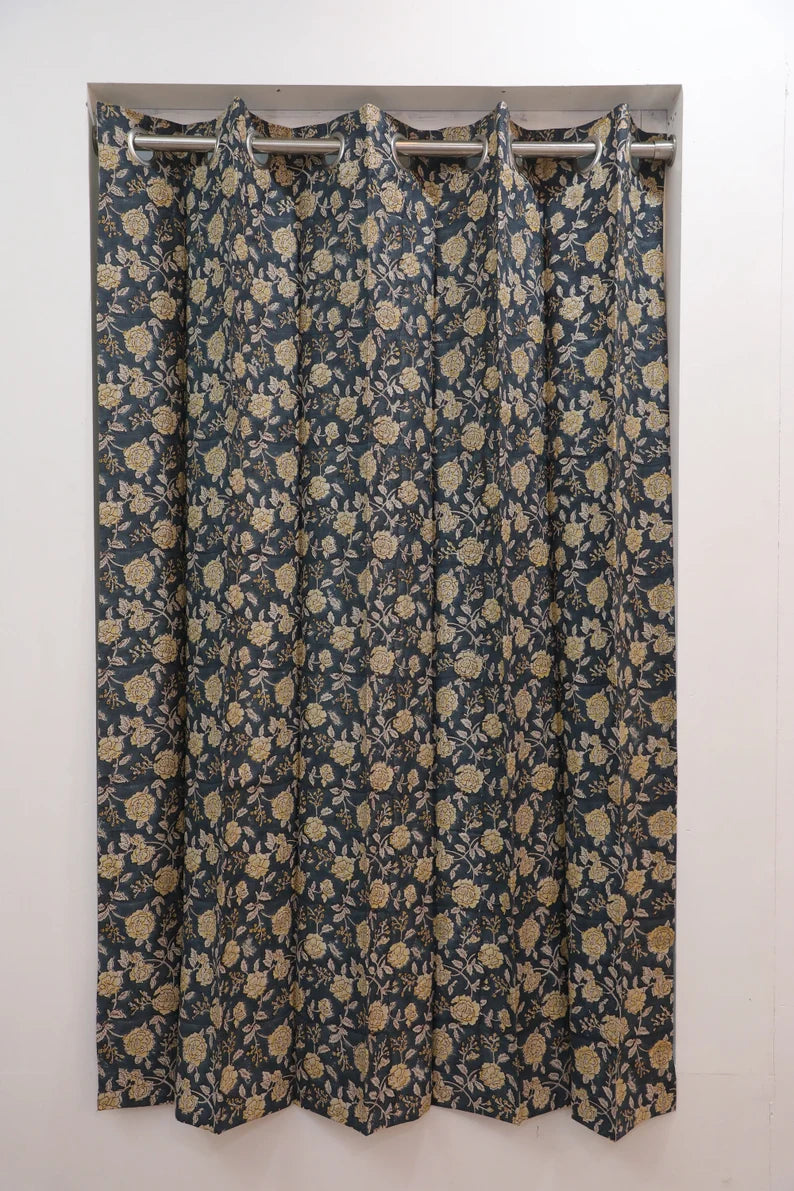 Pure Linen Premium Block Print Curtain-Rameshwaram