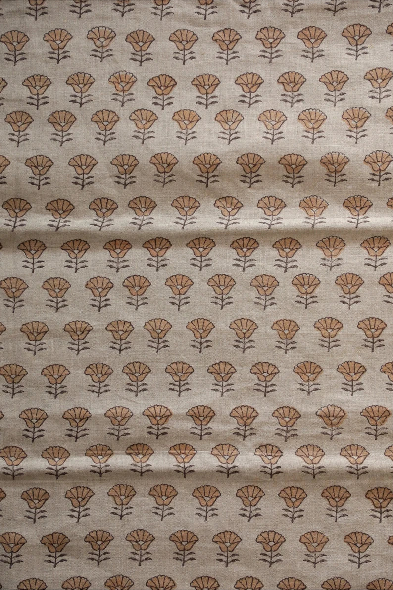 Pure Linen Block Print Roman Shade -Kohinoor