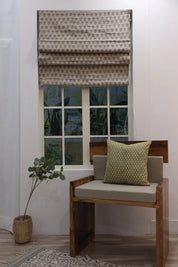 Pure Linen Block Print Roman Shade -Kohinoor