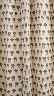 Thick cotton white Block Print Curtain -Kohinoor