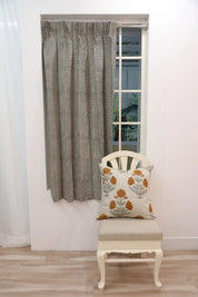 Pure Linen Boho Block Print Curtains-Kabutar Jaal