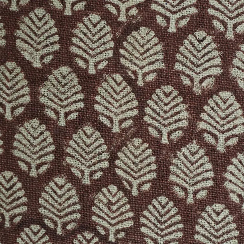 Thick Linen Block Print Roman Shade-SANGMARMAR JAAL