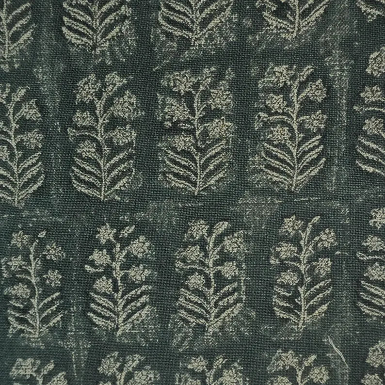 Thick Linen Block Print Roman Shade-INDERDHANUSH