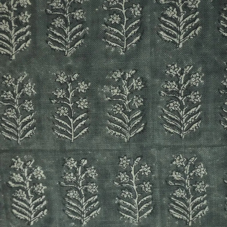 Pure Linen Block Print Roman Shade-INDERDHANUSH