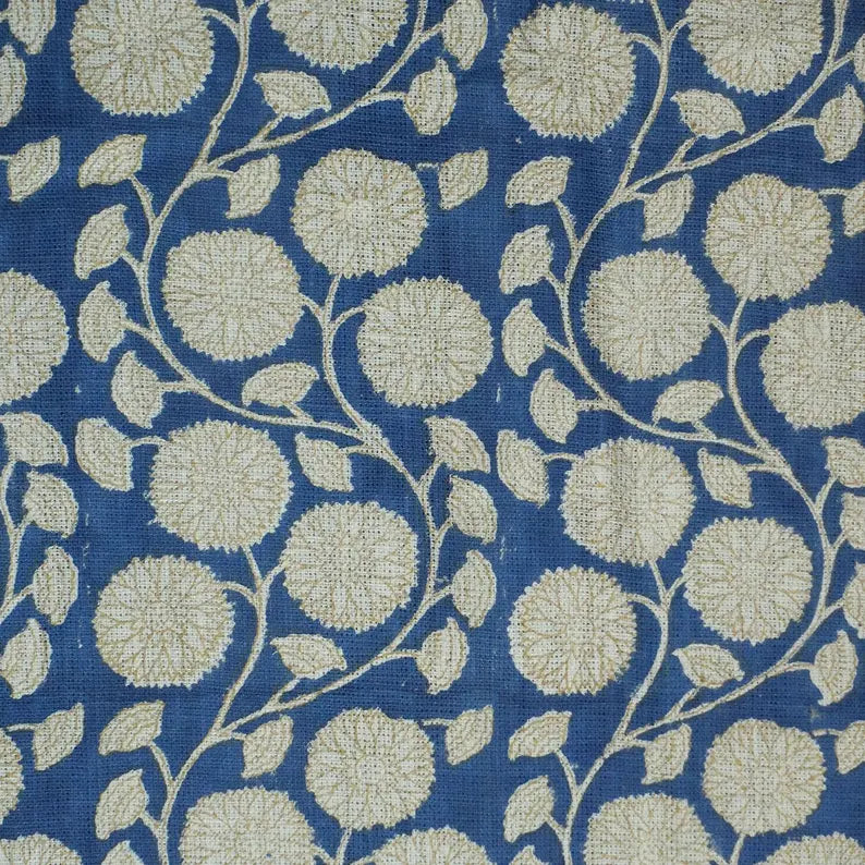 Thick Linen Block Print Roman Shade -SUDARSHAN