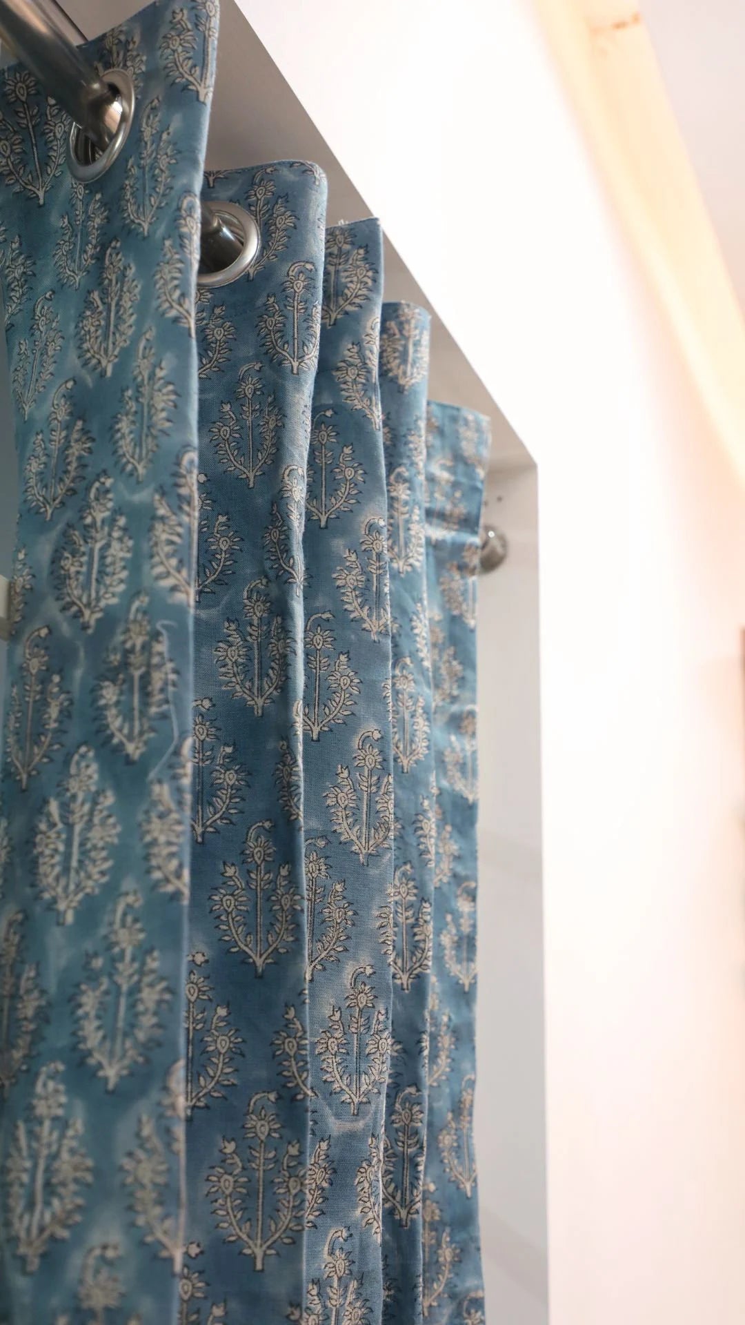 Pure Linen Artisanal Block Print Curtain-Neel Gagan