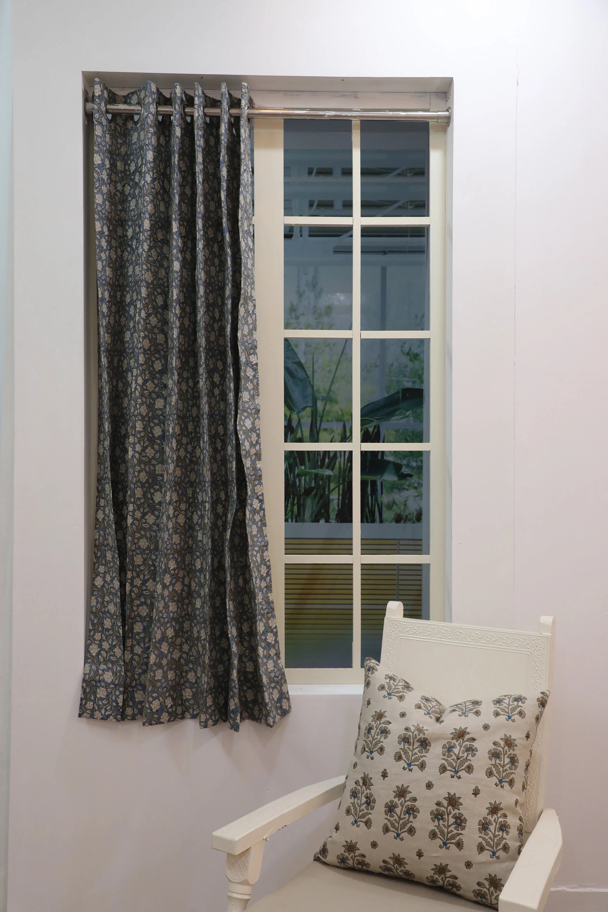 Pure Linen Exquisite Block Print Curtain-Amritvela