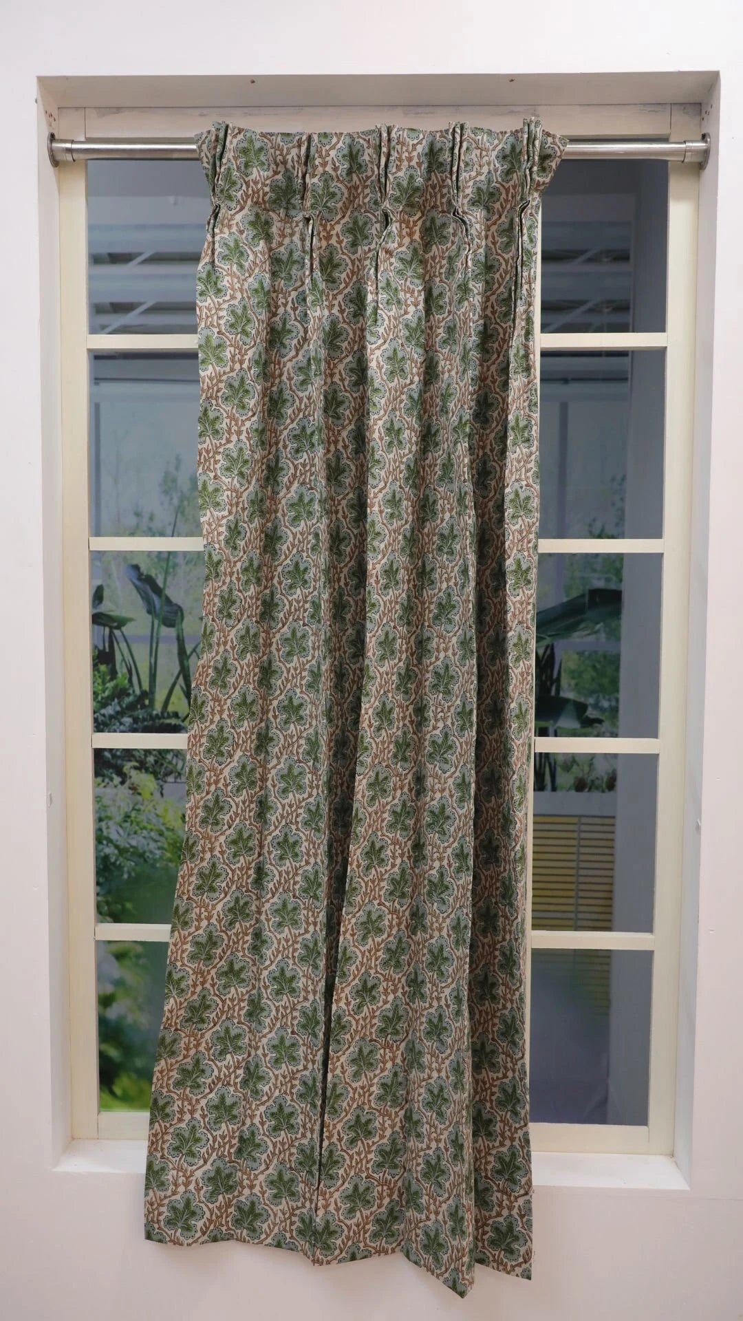 Pure Linen Premium Block Print Curtain-Pushp samhita