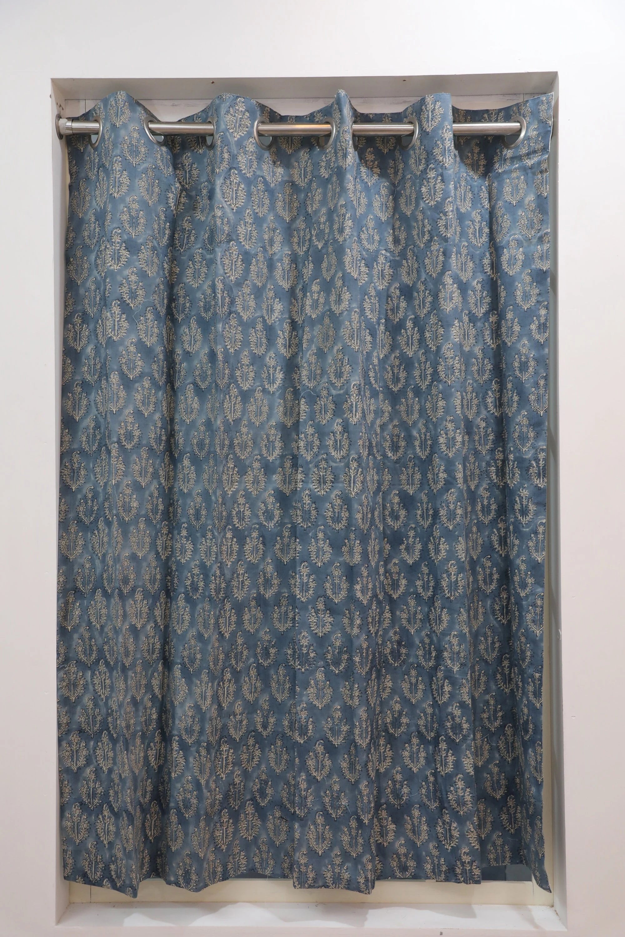 Pure Linen Artisanal Block Print Curtain-Neel Gagan